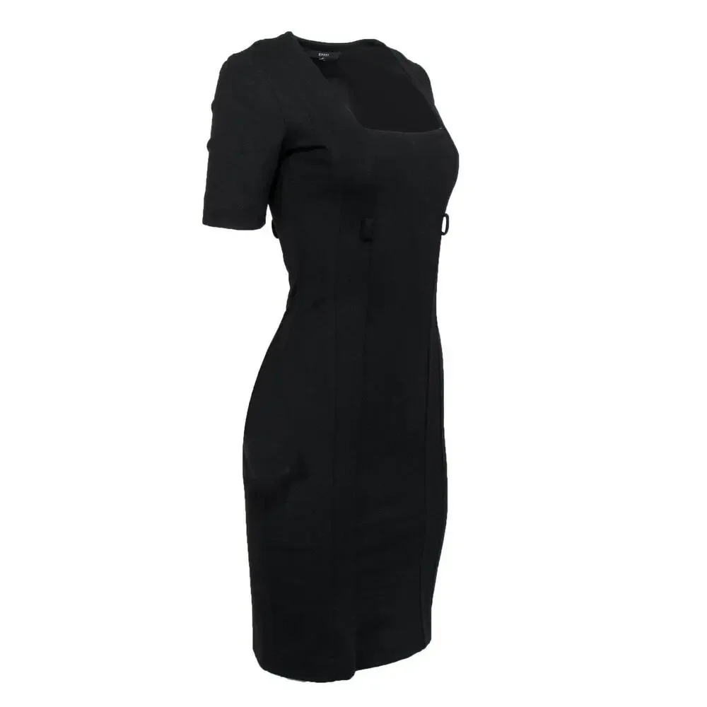Gucci - Black Square-Necked Fitted Sheath Dress Sz S - Picture 2 of 3